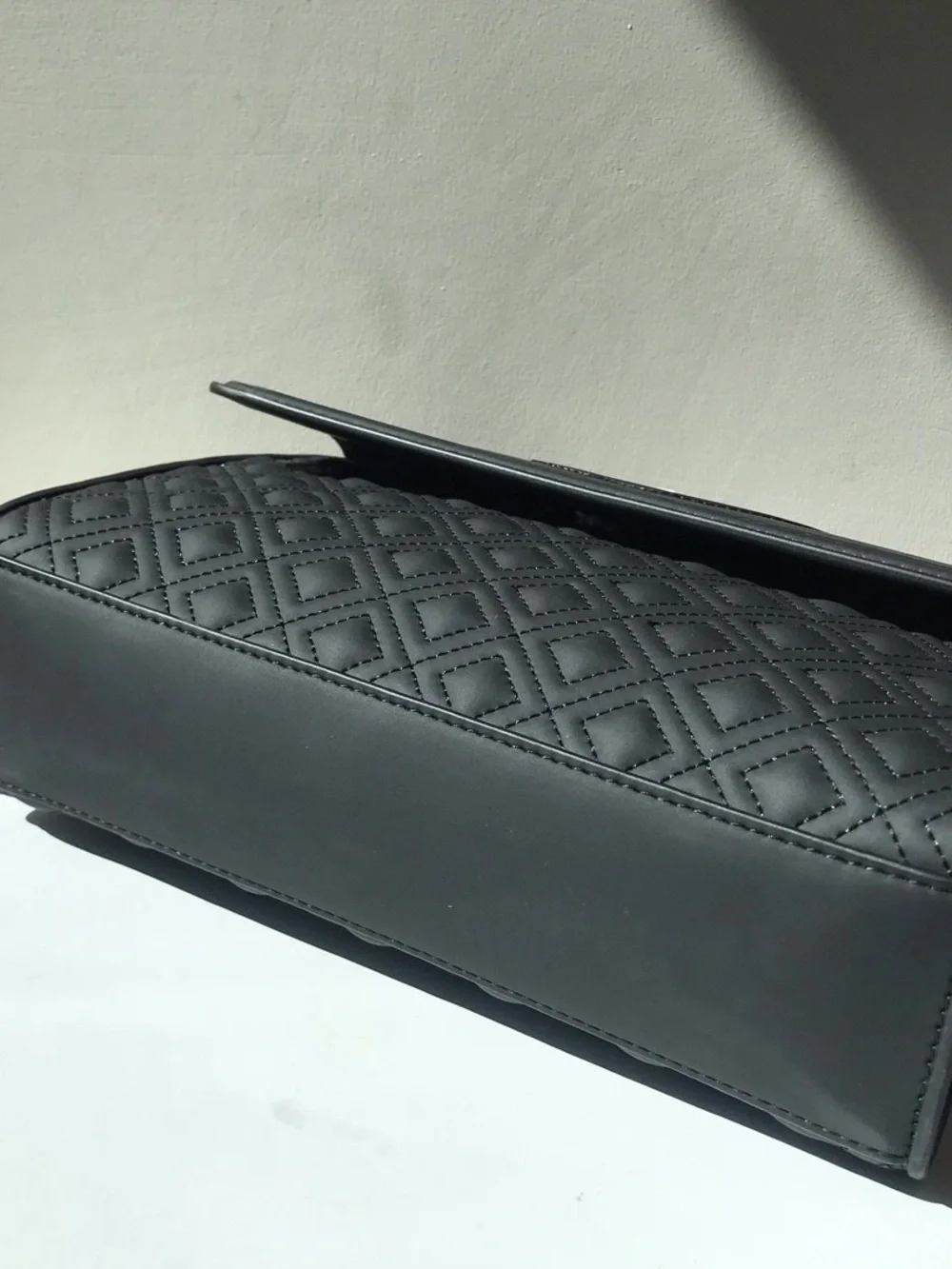 Tory Burch Matte Black Rubber Medium Fleming Shoulder Bag